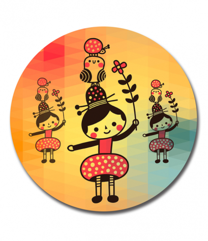 MDF Round coaster Dolly cute Pattern
